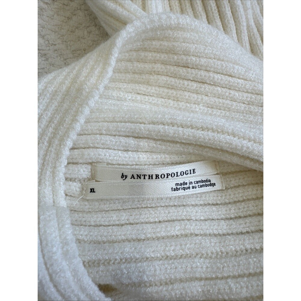 By Anthropologie Women Ivory Turtleneck Sweater Sz XL - Picture 5 of 6
